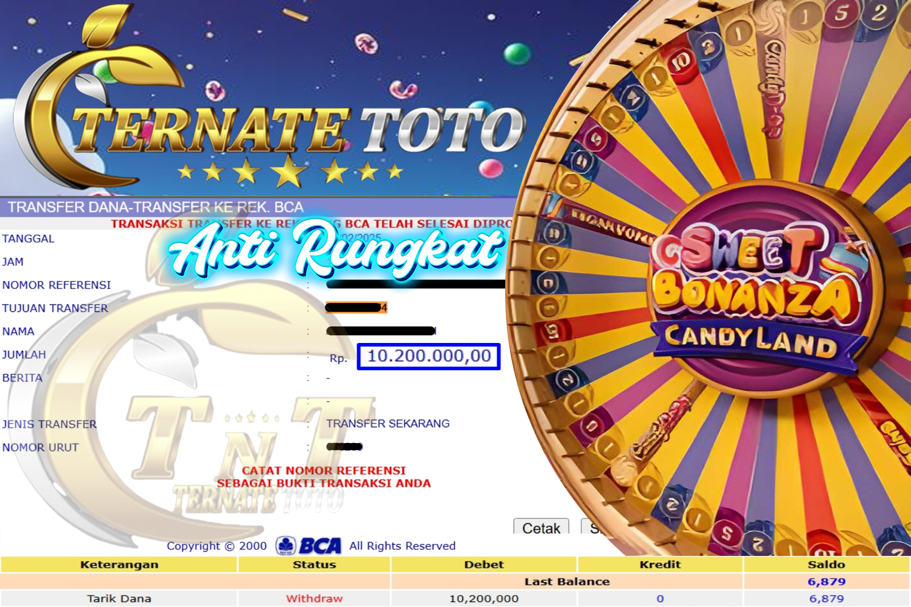 TERNATETOTO - JACKPOT SLOT SWEET BONANZA CANDYLAND Rp. 10,200,000,-